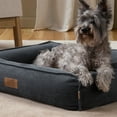 thumbnail image 3 of TOWN & COUNTRY LUXE CuddleTown Cozy Bolster Pet Bed, Ribbed Corduroy Texture, Machine Washable Cover, Soft, Cozy & Calming, Non-Slip Bottom, Dark Grey, Medium 27"x22"x7", 3 of 6