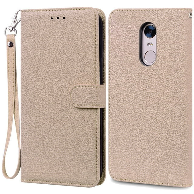 For Xiaomi Redmi 5 Plus Case Redmi 5 Shockproof Wallet Flip Case for Xiomi Redmi 5 plus 5plus Phone Cases Leather Fundas Shell Beige -Strap For Redmi 5