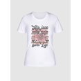 thumbnail image 3 of Valentine's Day Gift, His love is like flowers and butterflies, roses, butterflies colorful pattern Camisetas de verano para mujer, manga corta, cuello redondo, casual, lindo, con gráficos, camisetas, 3 of 6