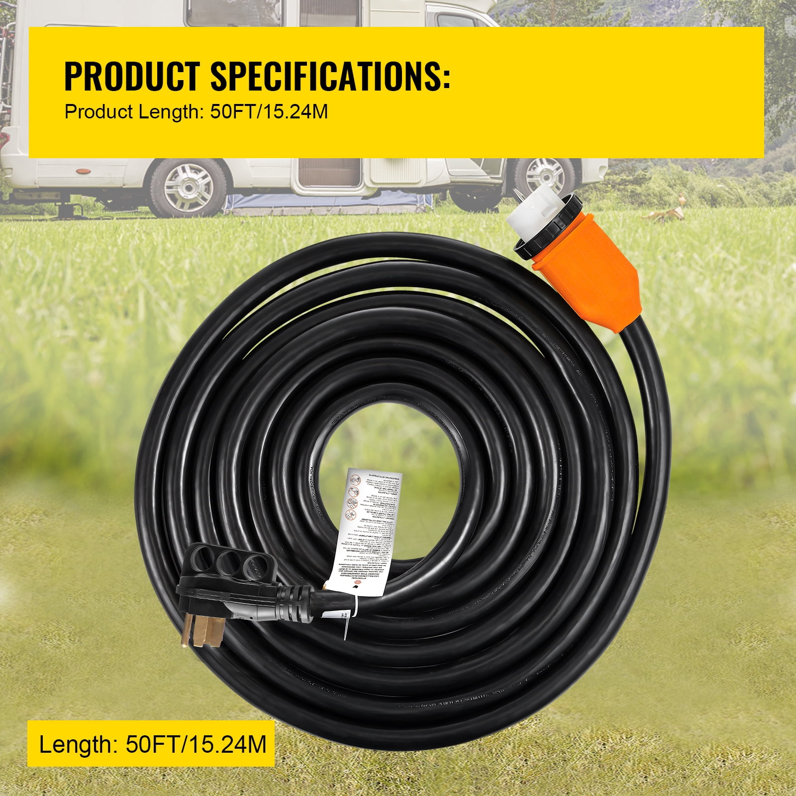 BENTISM Generator Power Cord 50FT Locking Connector 125/250V 50AMP Extension Cord