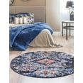 thumbnail image 5 of Unique Loom Morocco Collection Area Rug - Mediterranean (7' Round Navy Blue/Black), 5 of 7