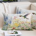 thumbnail image 2 of Floral Hummingbird Pillow Covers 12"x20", Spring Watercolor Flowers Soft Brushed Microfiber Breathable Throw Pillow Covers, Decorative Pillowcase with Zipper for Couch Sofa Bedroom Living Room, 2 of 9