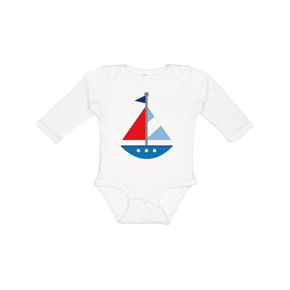 Inktastic Personalized Sailboat Boys or Girls Long Sleeve Baby Bodysuit