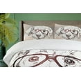 thumbnail image 4 of Ambesonne Dog Duvet Cover Sets, Hipster Puppy Glasses, 2-Queen, White Tan Brown, 4 of 7