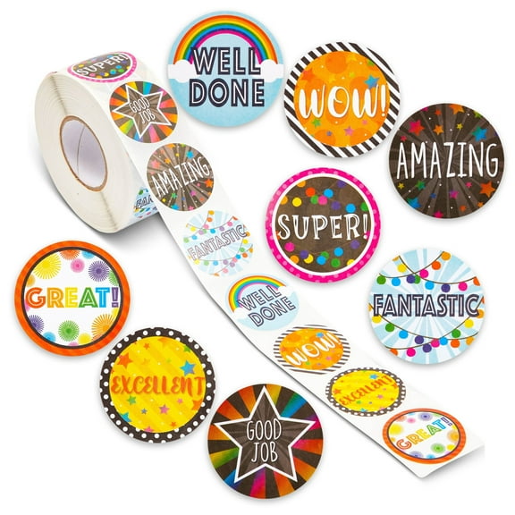 1000 Piece Motivational Stickers for Kids Roll, Encouragement and Affirmation Reward Stickers, Teacher Supplies (1.5 In)