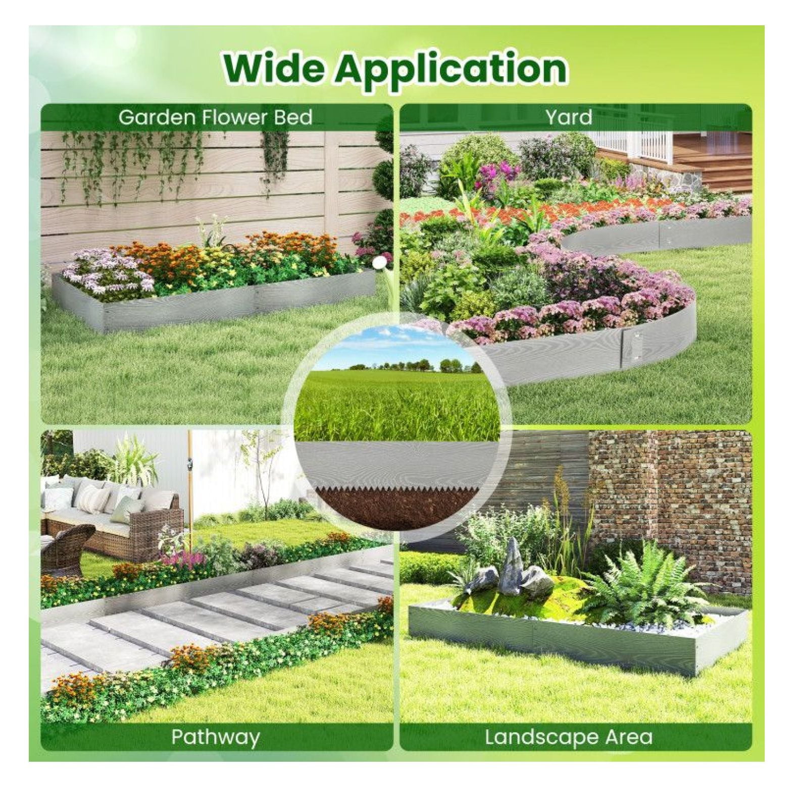 FASCK 6-Pack 20FT Galvanized Metal Landscape Edging, Lawn Garden Border for Yard Flower Bed Design