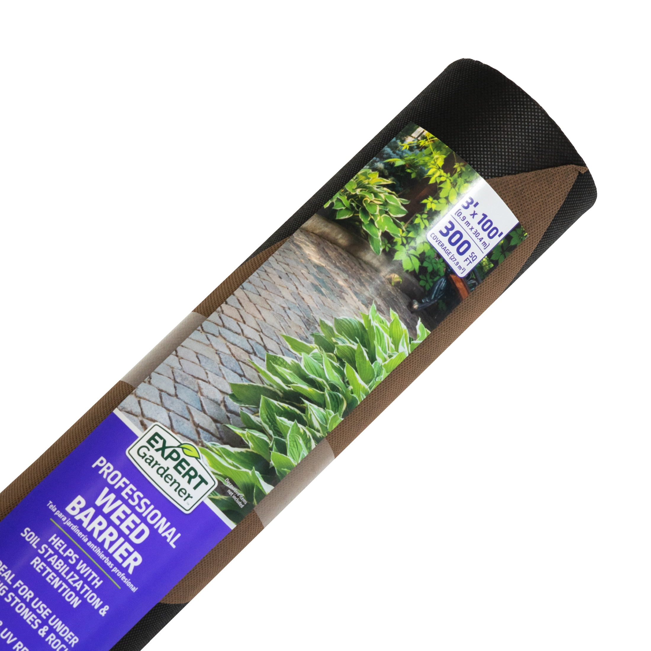 Expert Gardener 3' x 100' Professional Weed Barrier Landscape Fabric, Helps with Soil Stabilization & Retention