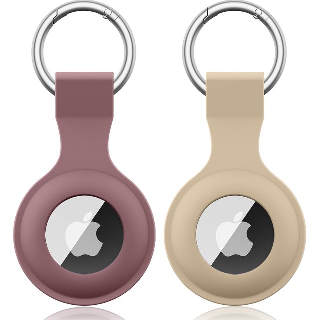 Yanonmyfd Pack de 2 Fundas para Apple Airtag con Llavero, Funda de Silicona portátil para Llavero, Funda Protectora para el rastreador de Apple Airtag (Negro Negro)
