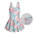 thumbnail image 3 of FOR U DESIGNS Girls' Sleeveless One-Piece Swimsuit Comfortable Tropical Kids Bathing Suit Swimwear Skirted Bathing Suit, Cherry Blossom Marble, 3 of 7