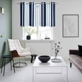 thumbnail image 4 of Navy Blue Kitchen Curtains Small Short 39 Inch Length, Modern White Geometric Vertical Stripes Grommet Top Bedroom Living Room Curtains, Light Filtering Cafe Curtain Drapes 2 Panels Set 55''x39'', 4 of 9