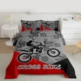 thumbnail image 3 of Feelyou Cross Bike Lover Bedding Comforter Set for Child, Motorcycle Speed Sport Twin Comforter Sets, Gray Red Cartoon Reversible Bedding Set, Breathable Home Decor, 2-Piece, 3 of 9
