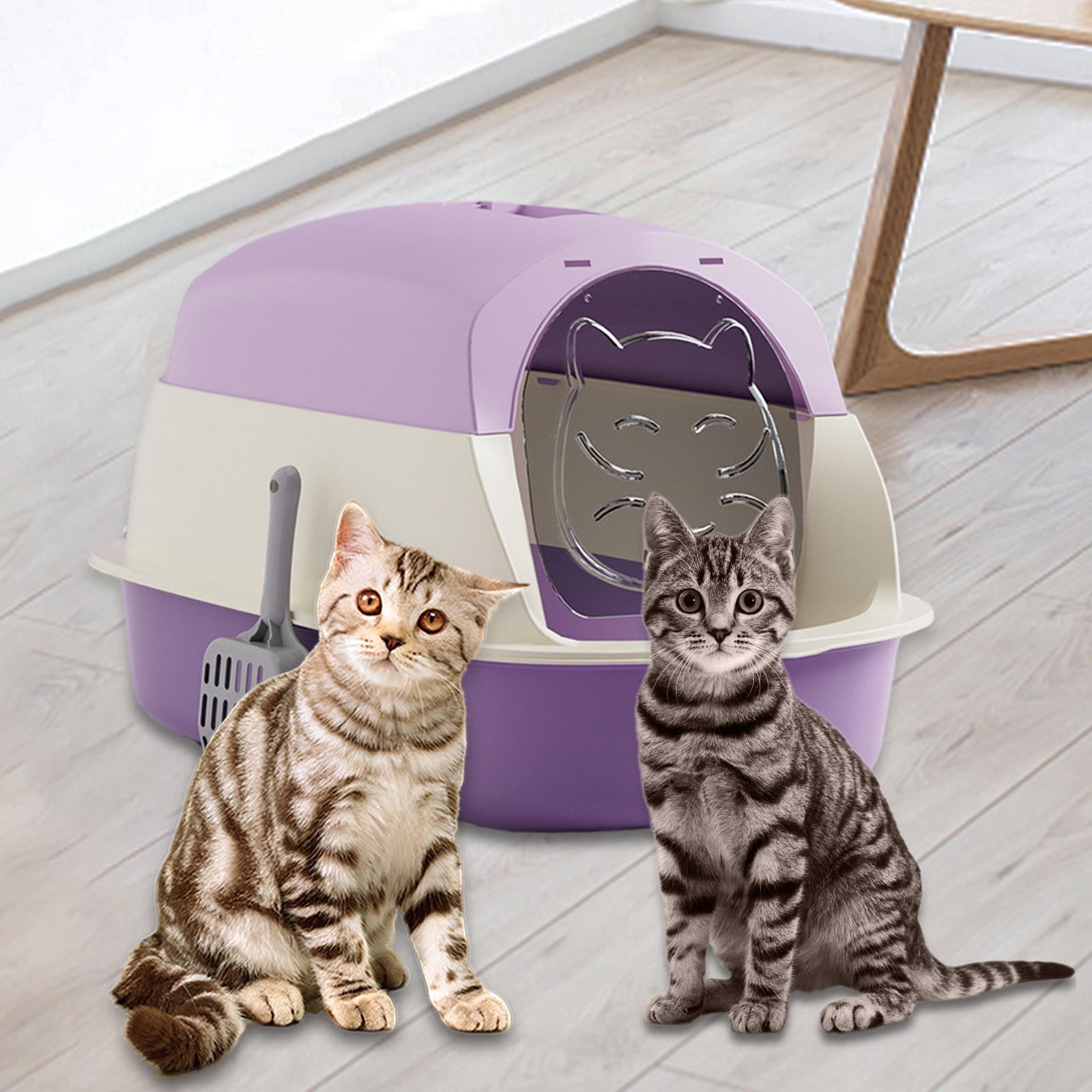 Fzaqwen Hooded Cat with Lid Enclosed and Covered Cat Toilet Pet Supplies with Violet