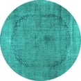 thumbnail image 1 of Ahgly Company Machine Washable Indoor Round Abstract Turquoise Blue Contemporary Area Rugs, 8' Round, 1 of 4