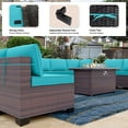 thumbnail image 4 of Gotland Outdoor Patio Furniture Set with 43" Propane Fire Pit Table, 10 Pieces Outdoor Furniture Patio Sectional Sofa Conversation Sets(blue）, 4 of 7