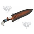 thumbnail image 6 of SZCO 18-Inch Heritage Fixed-Blade Field Knife 12.5-Inch Mirror-Polished Stainless Steel Blade with Artisan File-Work and Leather Sheath, 6 of 6