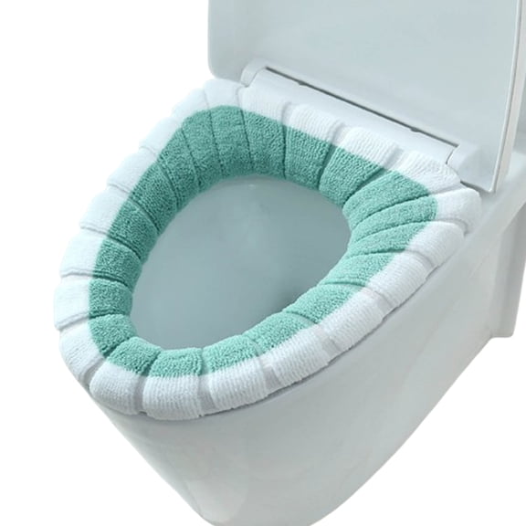 Fmxomd Soft Toilet Seat Cushion Washable and Comfortable Toilet Seat Cover Pads Reusable Thicker Winter Warmer Cover Pads (Green,1Pack)