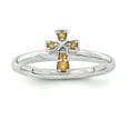 thumbnail image 1 of Sterling Silver Stackable Expressions Rhodium Citrine Cross Ring Size 8, 1 of 3