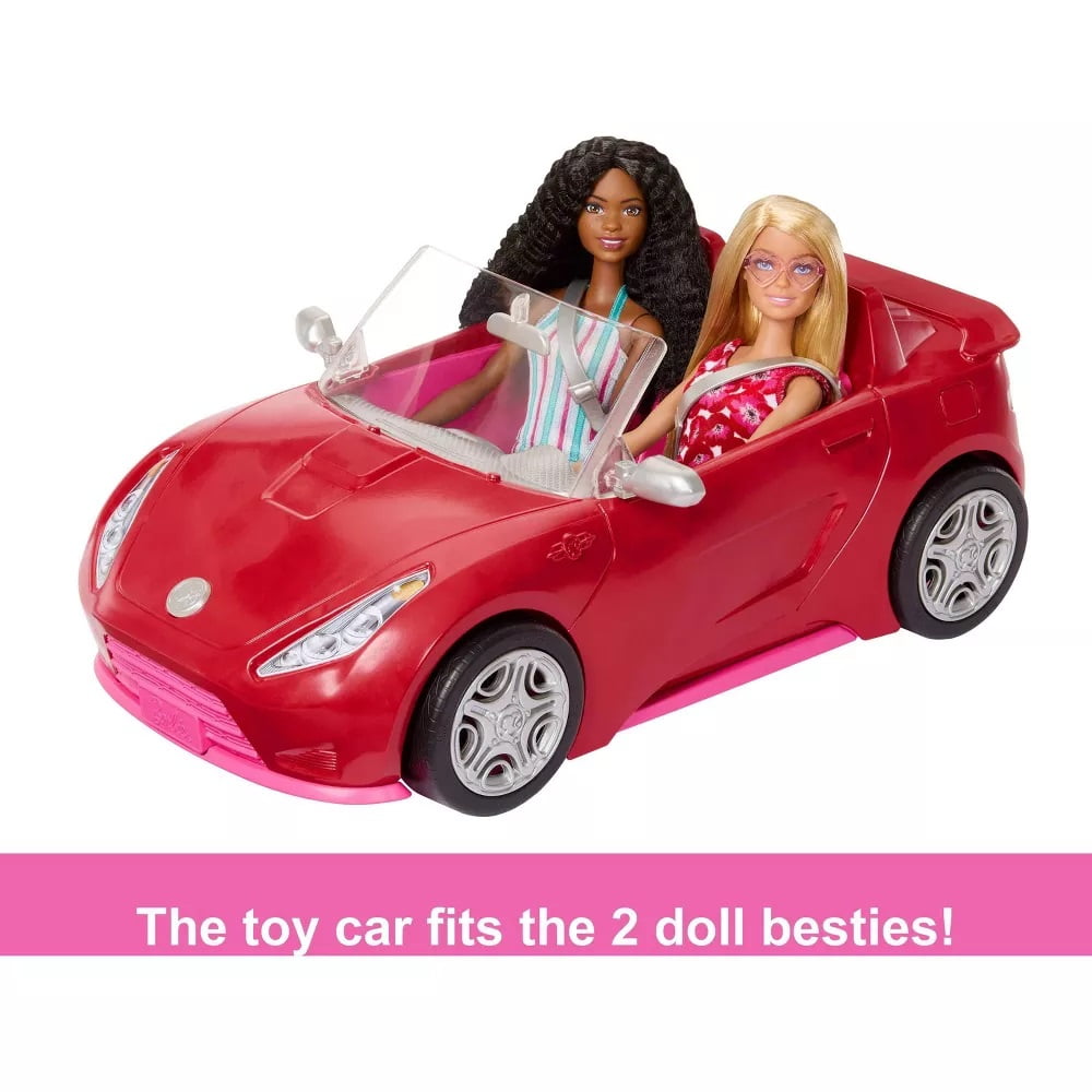 Barbie Playset with 2 Fashion Dolls, Convertible Toy Car, Pool with Slide & 15 Accessories Including Pet