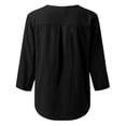 thumbnail image 5 of Sexlip Womens Henley Blouse 3/4 Sleeve Button Placket Design Soft Fabric Relaxed Silhouette for Daily Wear Black XXXL, 5 of 7