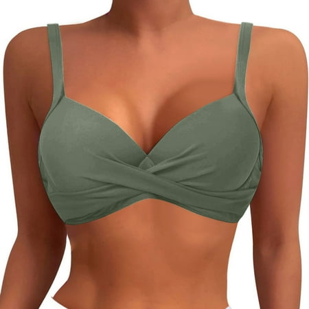 CAIVO Women Swimwear Underwire Bikini Top Push Up Swim Top Bra Padded Swimsuit Tops 2025 Bathing Suit Tops Trendy Beach Vacation Summer Swim Wear