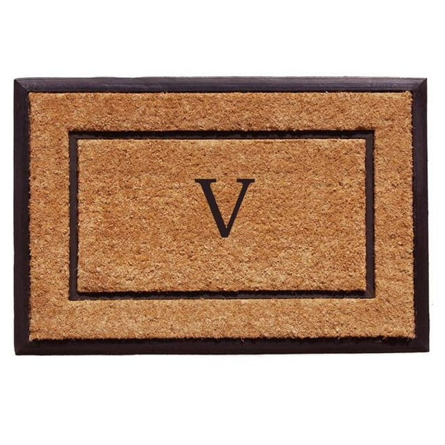 Calloway Mills 101632436V 24 x 36 in. The General Monogram Rectangular Doormat, Natural & Black - Letter V