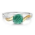 thumbnail image 2 of Gem Stone King 1.61 Ct Green Malachite E-F Lab Grown Diamond 925 Silver and 10K Yellow Gold Ring, 2 of 5