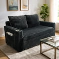 thumbnail image 2 of 53" Convertible Corduroy Loveseat Sofa Bed with USB Charging, Cup Holders & Side Storage – Soft Corduroy Sleeper Sofa Lounge Recliner Chaise Daybed for Living Room, Bedroom, Office, Dark Gray, 2 of 6