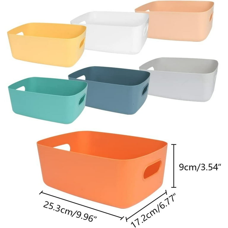OWill 7-Pack Plastic Storage Bins and Baskets for Efficient Home Classroom Organization - Small Containers in Multiple Colors for Kitchen, Cupboard
