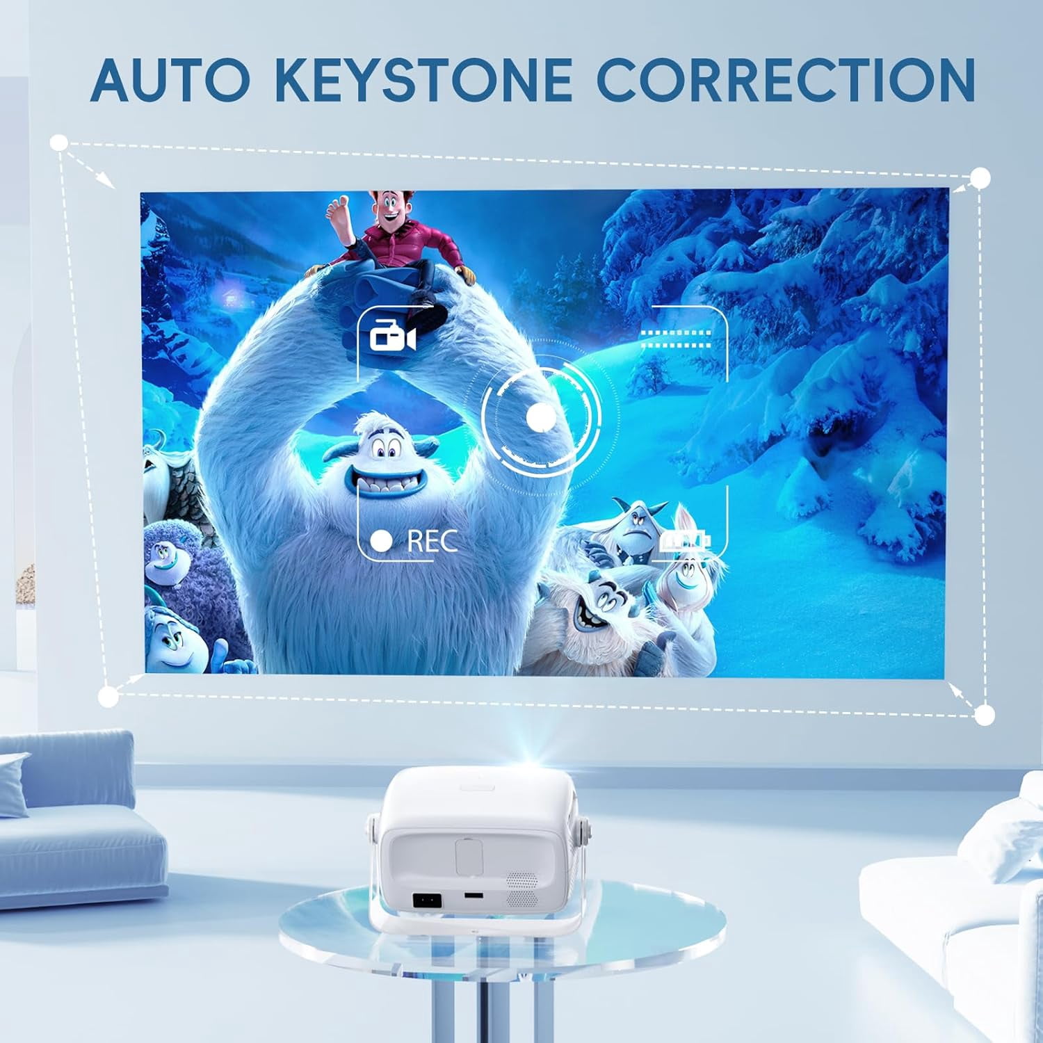[Electric Focus& Auto Keystone] Portable 1080P Projector Lightweight with Built-in Smart TV OS Bluetooth WIFI 180 ° Rotation Compatible with TV Stick/Game Console/Smartphone/Laptop
