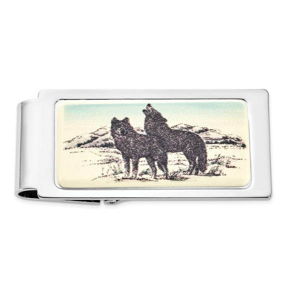 Barlow Designs Color Wolves Hinged Money Clip