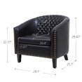 thumbnail image 3 of Accent Barrel Arm Chair for Living Room, PU Leather Upholstered Bucket Club Chair with Nailhead Trim & Solid Wood Legs, Modern Leisure Single Reading Sofa Chair for Bedroom Study Apartment, Black, 3 of 7