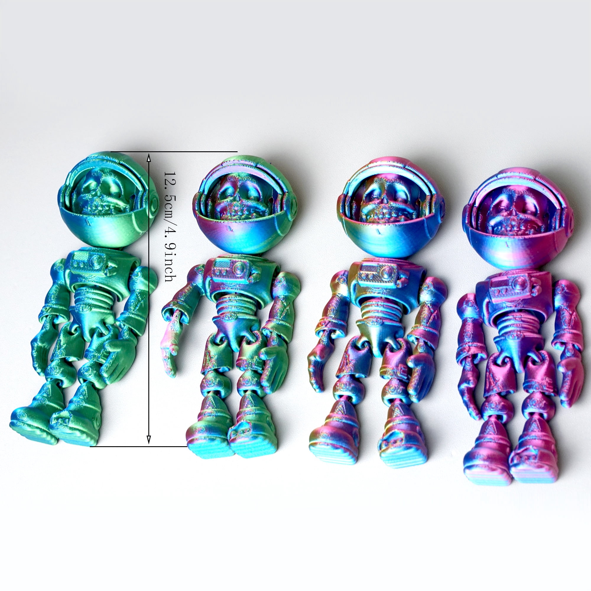 4pcs/set 3D Printed astronaut ,Flexible Joint Animal lacertid Figurines,Realistic Eyes, Home Office Decor,Fidget Toy for Adults Teens Boy Festival Gifts