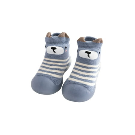 

Ferndule Baby Slipper Boots Prewalker Floor Slippers First Walker Sock Shoe Comfort Soft Soles Socks Indoor Crib Shoes Cartoon Breathable Blue 6C