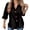 Black29882, variant on Womens Solid Color Button Down Blouse Casual Three Quarter Sleeve Turn Down Collar Shirt With Contrast Buttons For Daily Wear White M