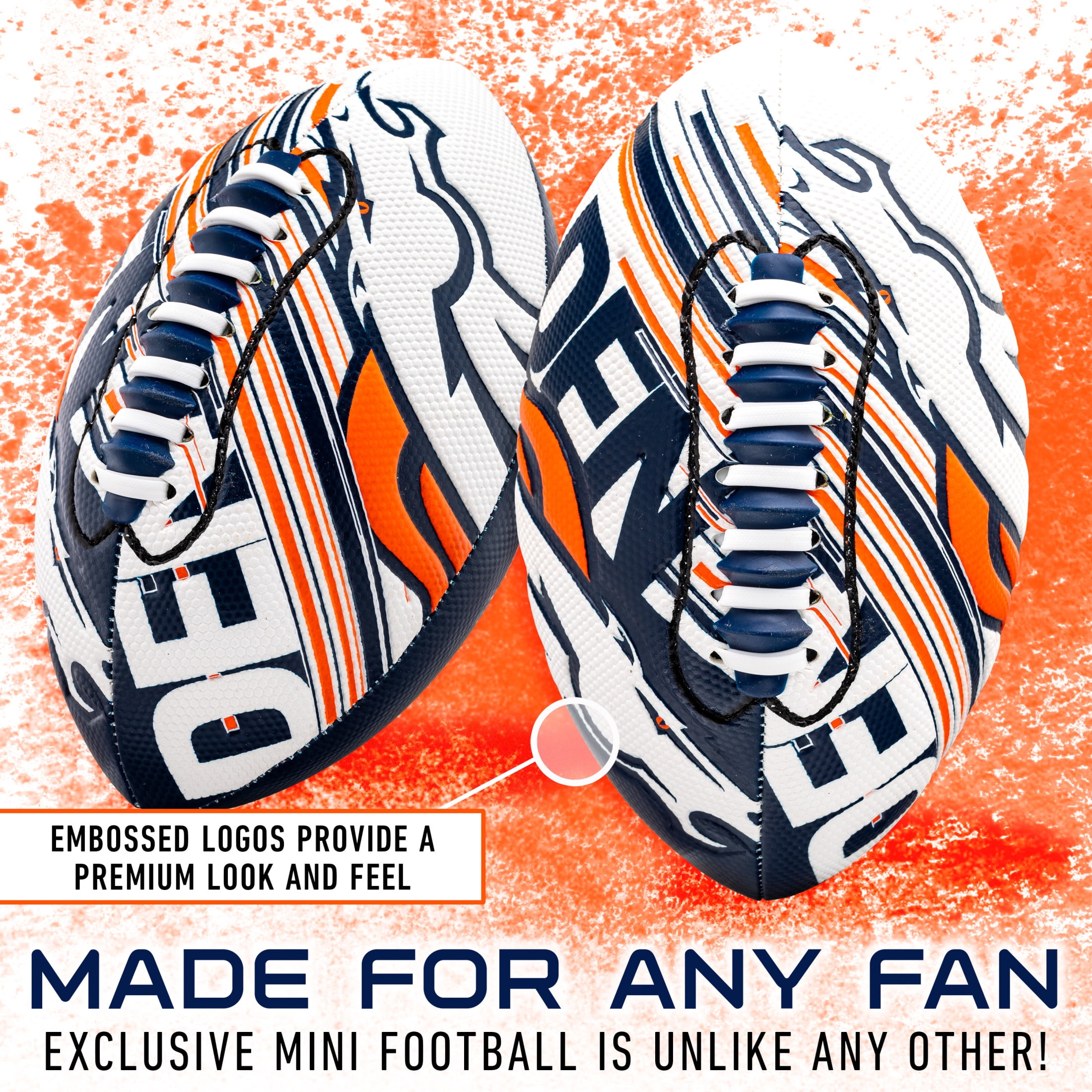 NFL Denver Broncos Football - Youth Mini Football - 8.5" Football- SPACELACE Easy Grip Texture- Perfect for Kids !