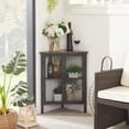 thumbnail image 6 of VECELO Set of 2 Corner Storage Cabinet with Dual Door, Wood Floor Standing Triangle Storage Organizer with 3-tier Shelves, Brown, 6 of 11