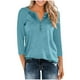 thumbnail image 2 of Talla grande Tops de tallas grandes,Camiseta raglán con cuello en V para mujer, manga 3/4, blusa informal de cuello redondo para estar en casa, sopatenor, 2 of 9