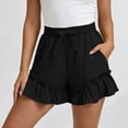 thumbnail image 2 of Women's Elastic Waist Solid Color Skorts with Pockets, Shorts for Women, Summer Casual Shorts with Bow-Knot, Lightweight Outdoor Athletic Gym | UKHCCC,Black L, 2 of 8
