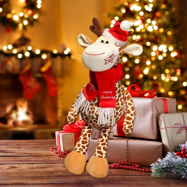 Ciervo navideño de 45 cm, decoración navideña, peluche multicolor para el hogar, el escritorio o la mesita de noche. Preciosa figura de mascota, regalo para niños y adultos.