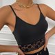 thumbnail image 4 of Camisola sin mangas con tirantes finos para mujer, chaleco de punto acanalado con cuello en V, camiseta informal negra ajustada con ribete de encaje, camiseta sin mangas negra M, 4 of 8