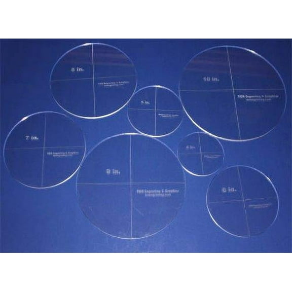 Circle Template 7 Piece Set. 4",5",6",7",8",9",10" - Clear 1/4" Thick