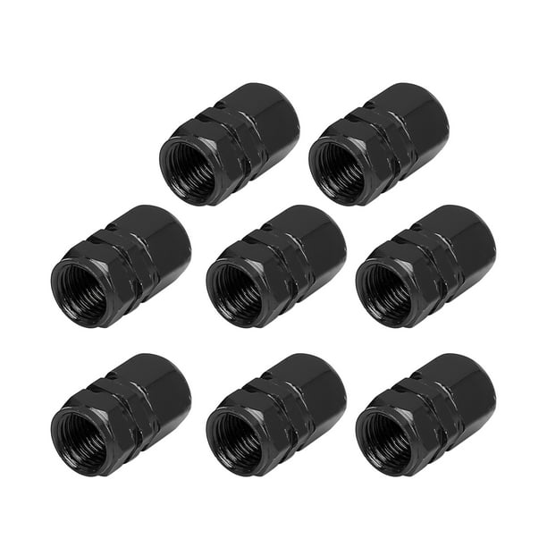 8pcs Black Tire Stem Valve Caps Wheel Valve Covers Car Motorcycle Dustproof Hexagon Shape