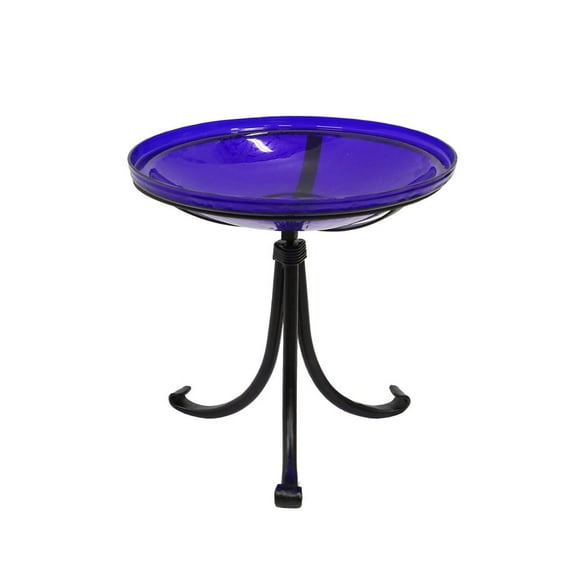 Achla 14" Cobalt Crackle Glass Birdbath With Tripod Stand