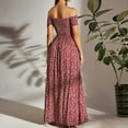 thumbnail image 4 of USSUMA Womens Sundresses Summer Casual Bohemian Smocked Flowy Long Maxi Party Beach Dress Floral Print High Slit Sleeveless Sun dresses for Women Plus Off Shoulder Dresses Vacation, 4 of 8
