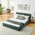 thumbnail image 2 of Queen Bed Frame with 4 Storage Drawers, Upholstered Platform Bed Frame with Wood Slats Support, No Box Spring Needed, Blue+Green, 2 of 9