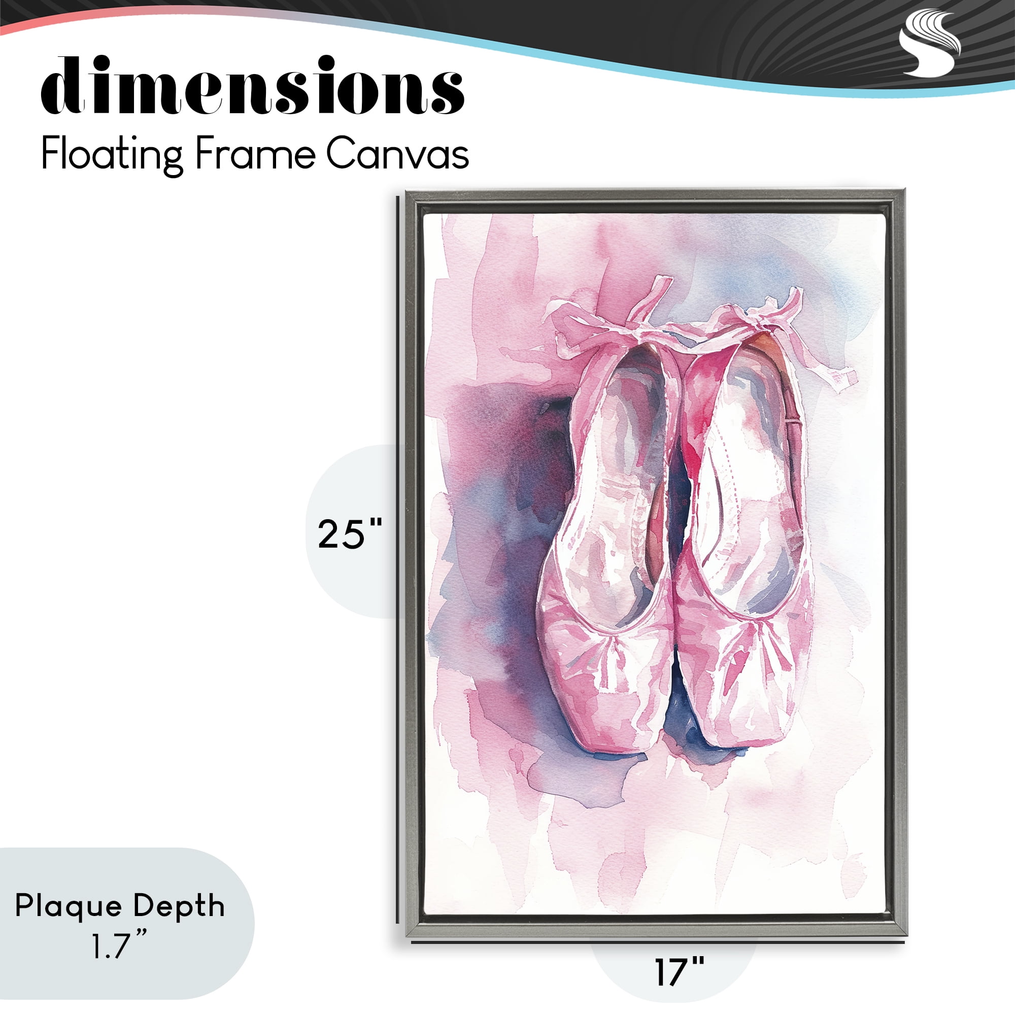 Stupell Industries Blush Ballet Slippers Gray Framed Floater Canvas Wall Art, design by Ray Powers