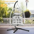 thumbnail image 5 of Dextrus Hanging Egg Chair with Stand Swing Chair Wicker Indoor Outdoor Hammock Egg Chair with Cushions 330lbs for Patio, Bedroom, Garden and Balcony, Light Gray, 5 of 5