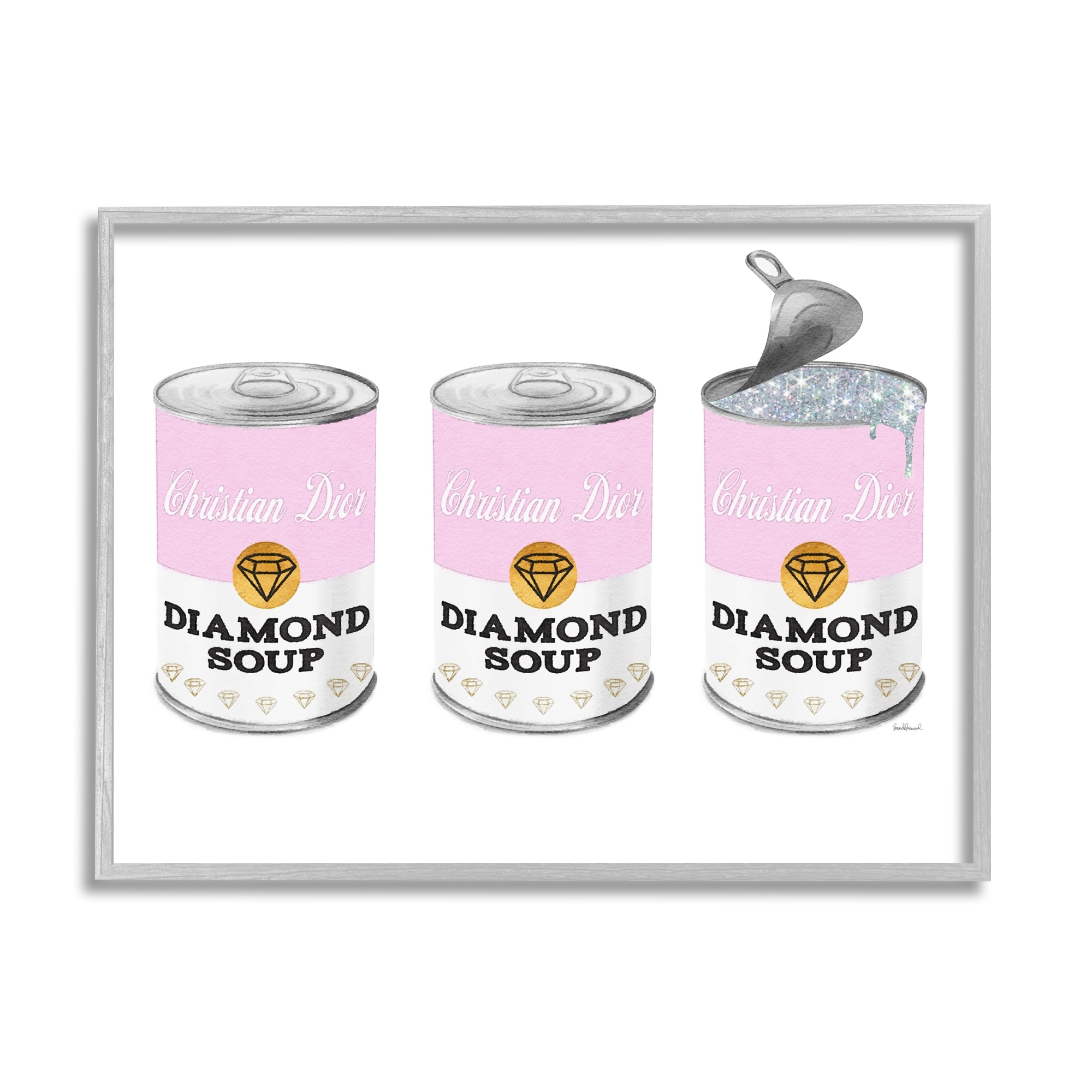Stupell Industries Pink Designer Pop Condensed Soup Glam Shimmer Pattern, 30 x 24, Design by Amanda Greenwood