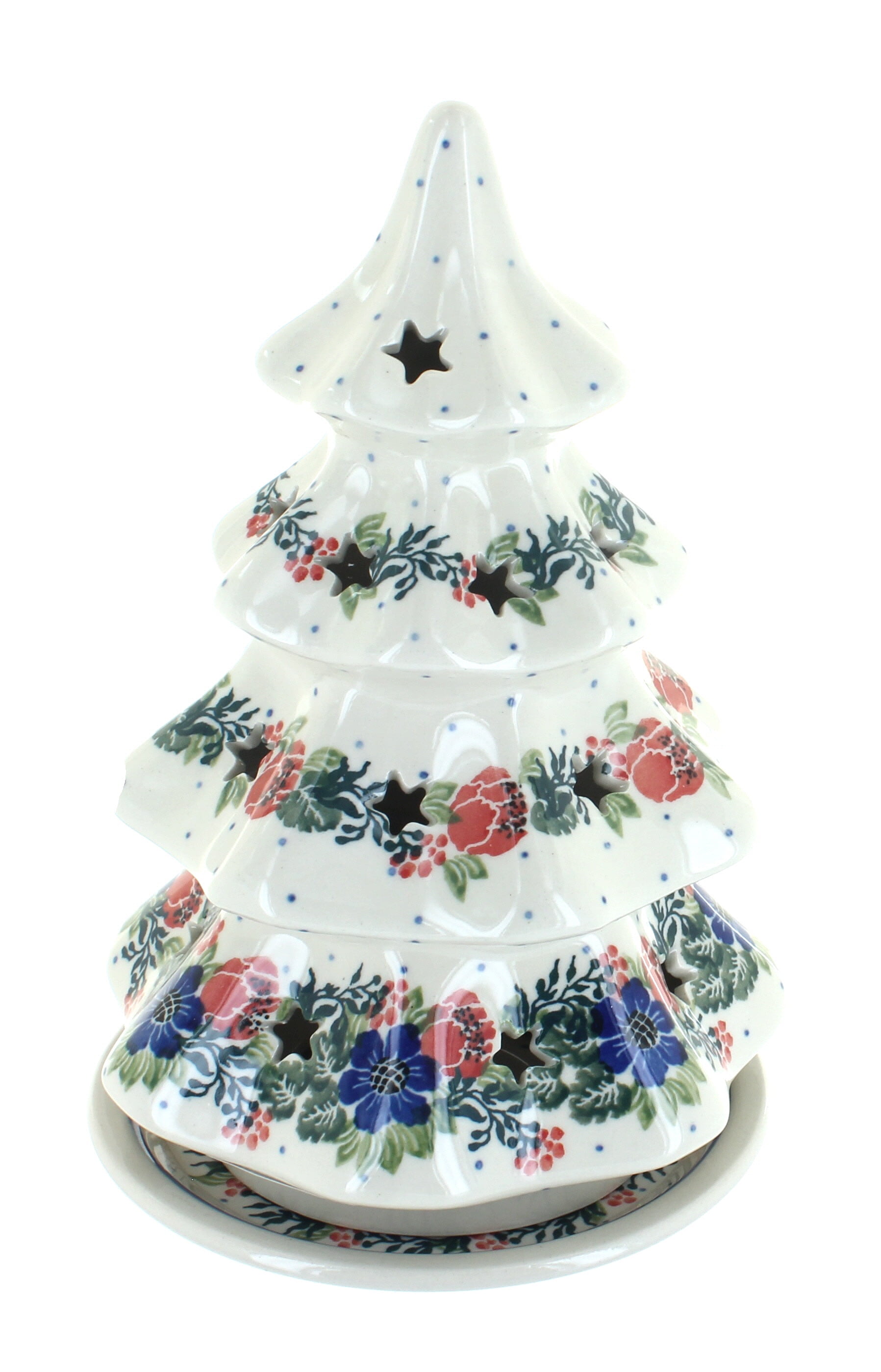 Polish Pottery Holiday Flower Large Christmas Tree Luminary Walmart