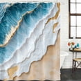thumbnail image 3 of Coastal Beach Waterproof Fabric Shower Curtain,Nautical Ocean Blue Beige Seaside Waterproof Fabric Shower Curtain for Bathroom Curtains Bathtubs Hotel Shower Curtains with 12 Hooks Standard 66x72, 3 of 8